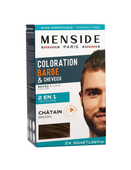 Kit de coloration Barbe et cheveux 2 x 50 ml Menside et ses quatre teintes